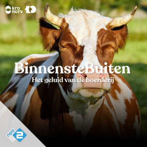 Kop van kop met tekst BinnensteBuiten Het geluid van de boerderij